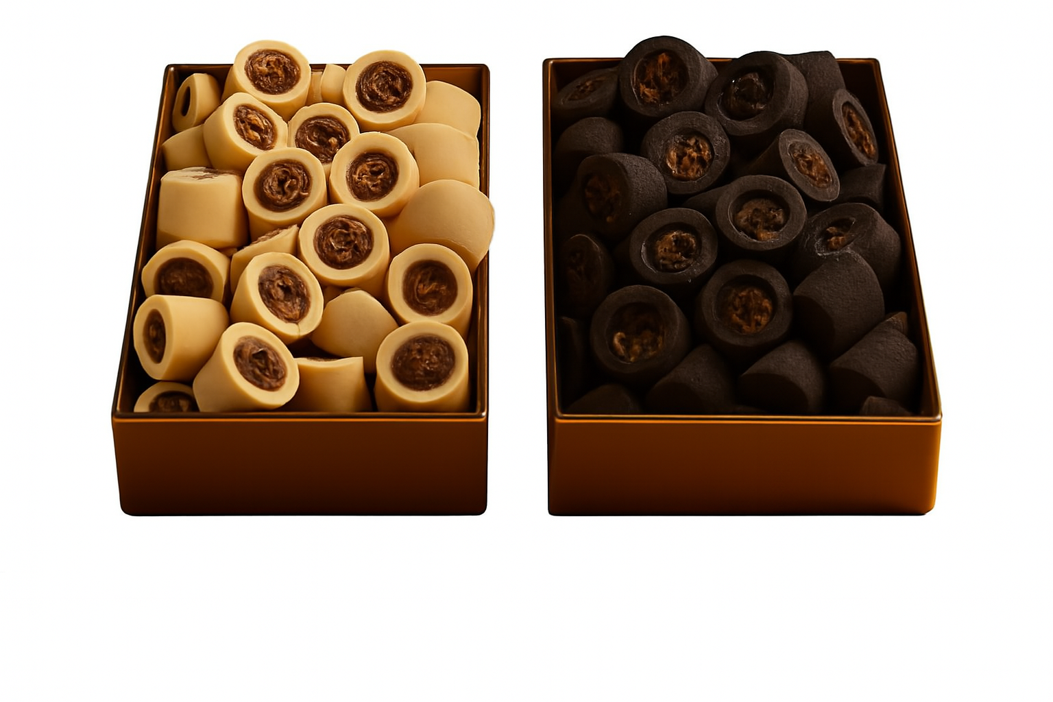 Assorted Chocolate-Filled Candies – Dual Flavor Box (White & Dark) –