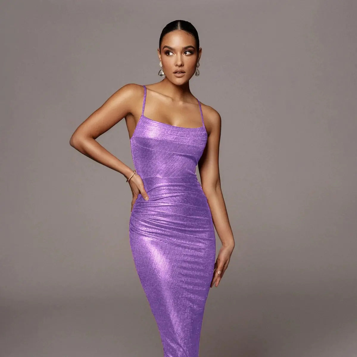 Lady Sexy Pleated Sheath Dress with Suspenders