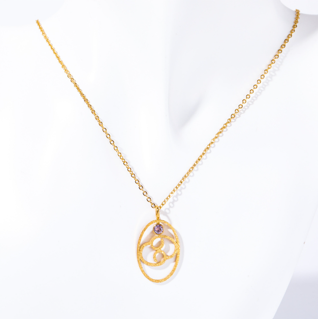 Stainless Steel Zodiac Rune Pendant Necklace