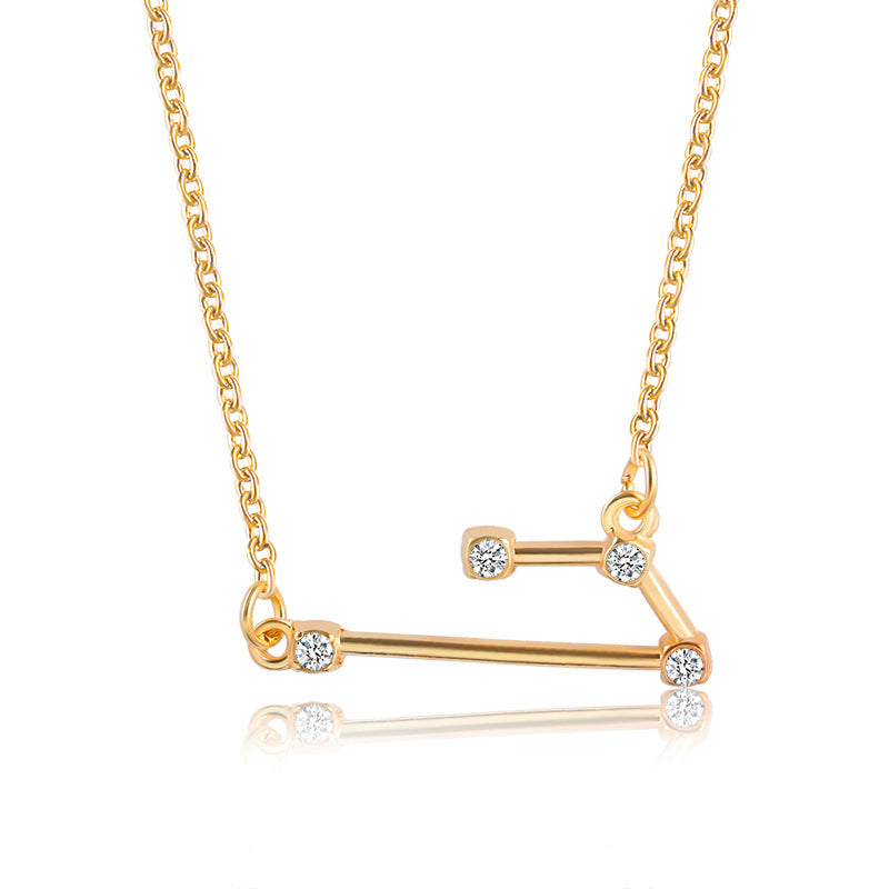 Zodiac Sign Necklace with Zircon Pendant