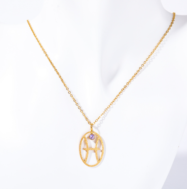 Stainless Steel Zodiac Rune Pendant Necklace