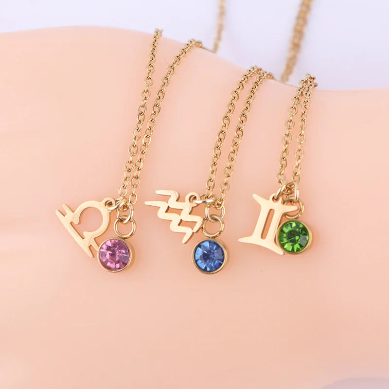 Zodiac Birthstone Gold Necklace