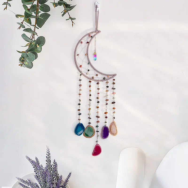 Natural Alashan Agate Bead Dreamcatcher Pendant