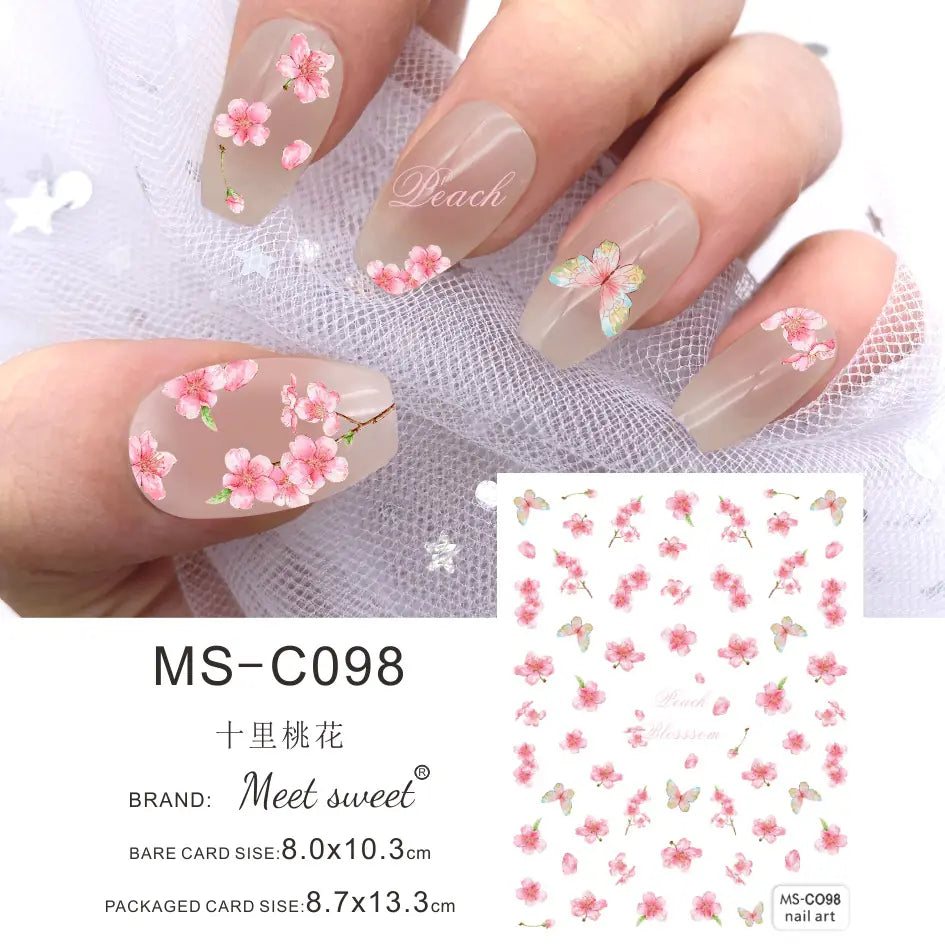 Nail Art Stickers - Camellia, Lily, and Poppy Designs