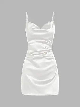 Satin Backless Lace-Up Dress