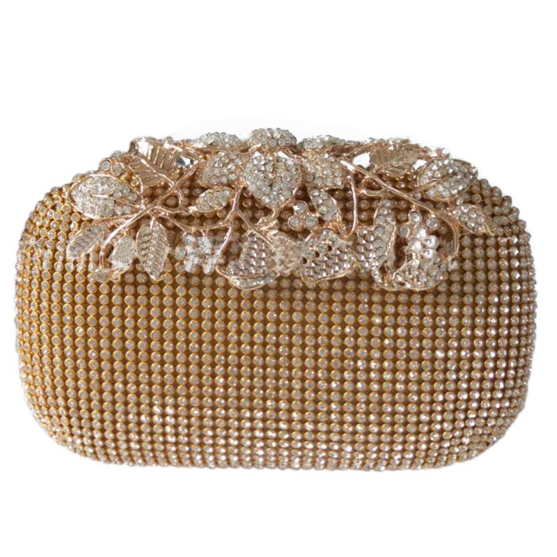Unique Gold Rhinestone Evening Clutch Bag