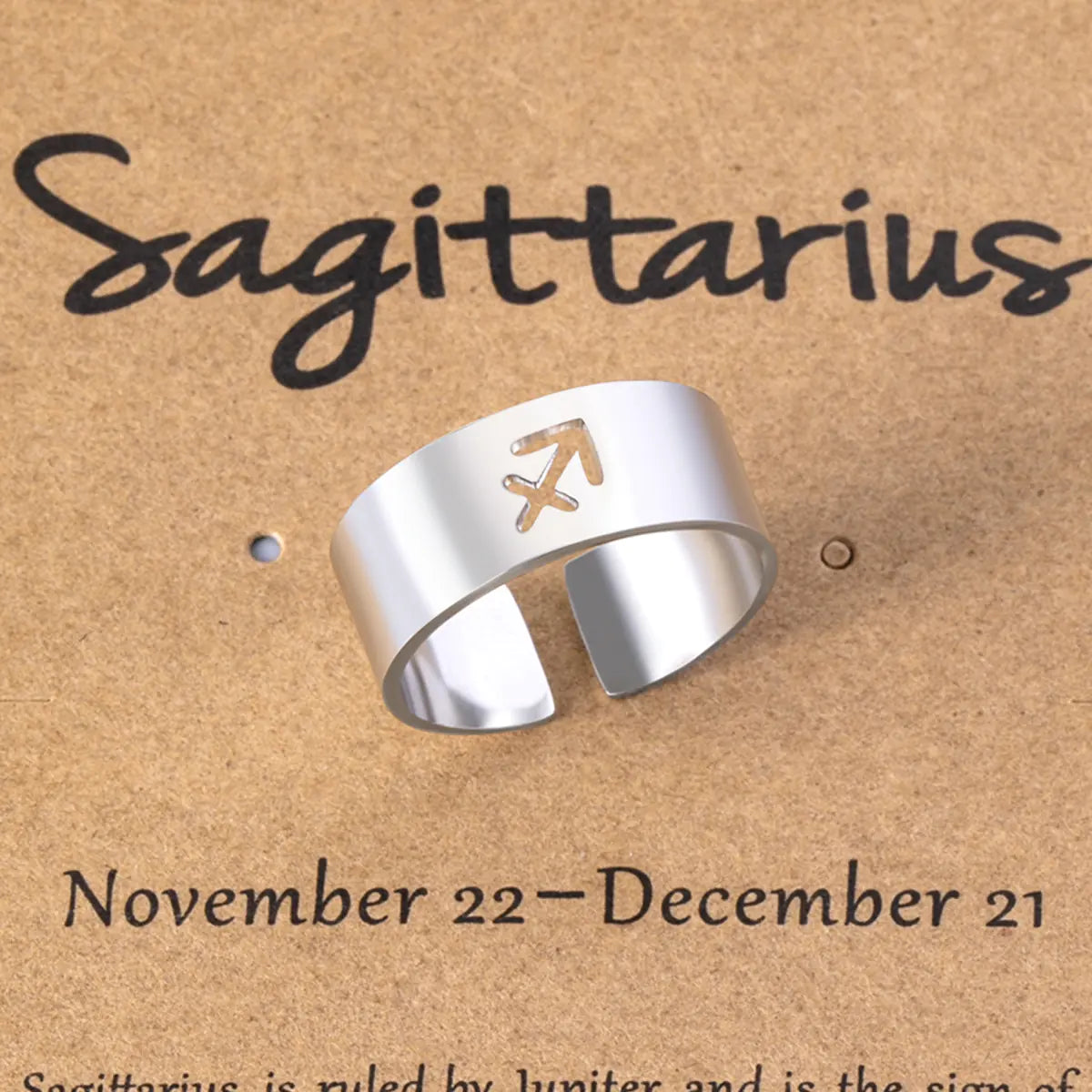 Virgo Zodiac Stainless Steel Ring with Card Packaging