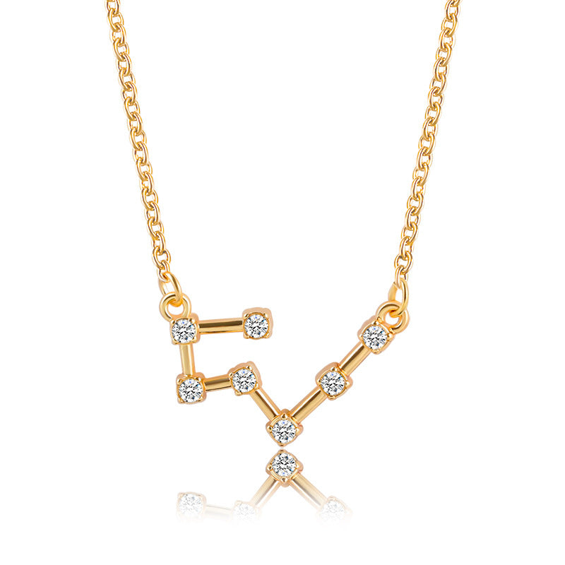 Zodiac Sign Necklace with Zircon Pendant