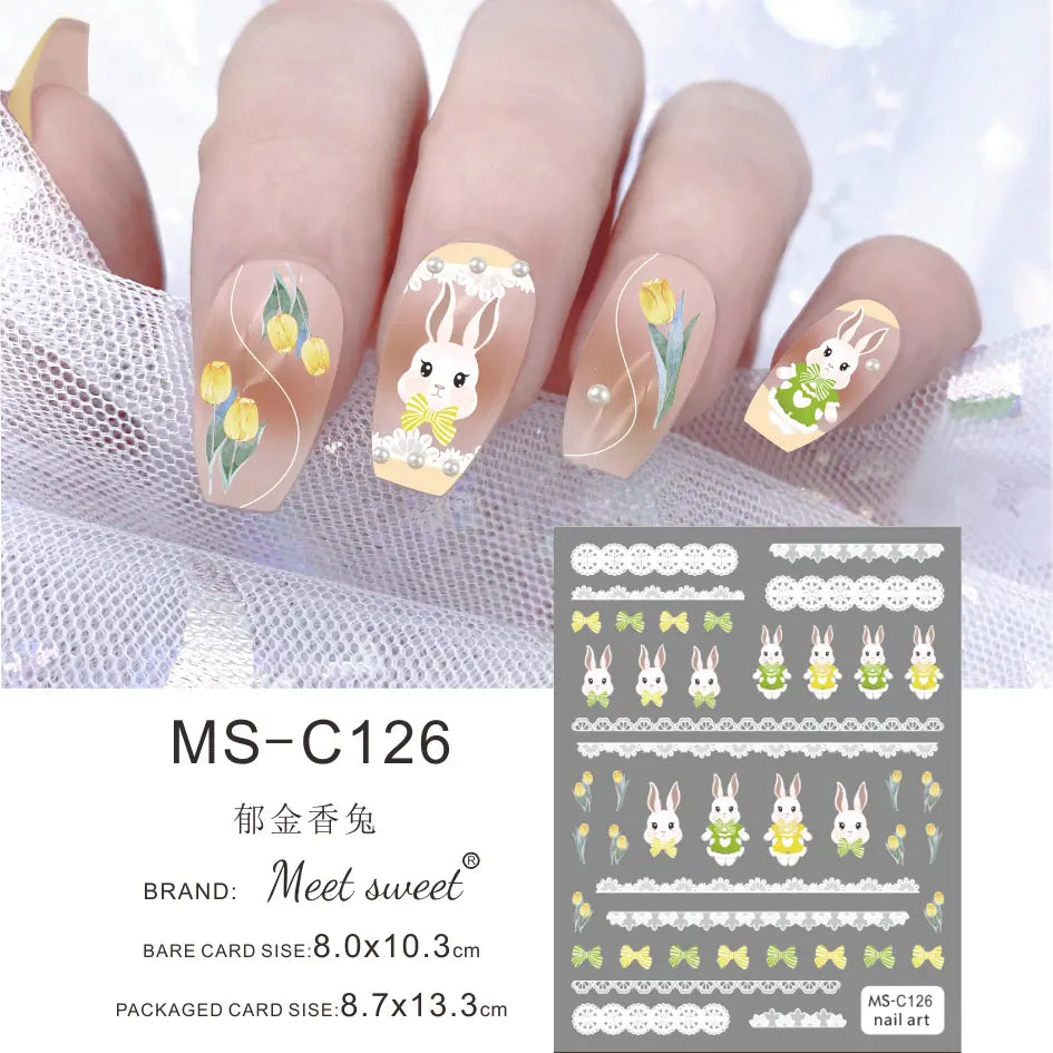 Nail Art Stickers - Camellia, Lily, and Poppy Designs