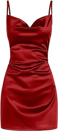 Satin Backless Lace-Up Dress