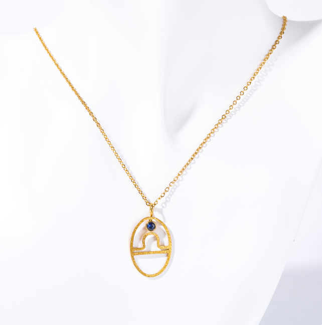 Stainless Steel Zodiac Rune Pendant Necklace
