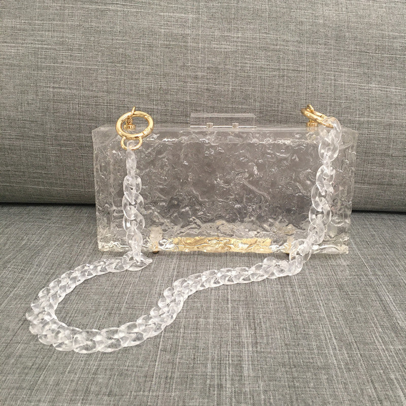 Women's Transparent Acrylic Ice Crack Diagonal Bag