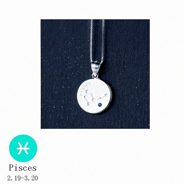 S925 Silver Zodiac Pendant Necklace with Diamonds