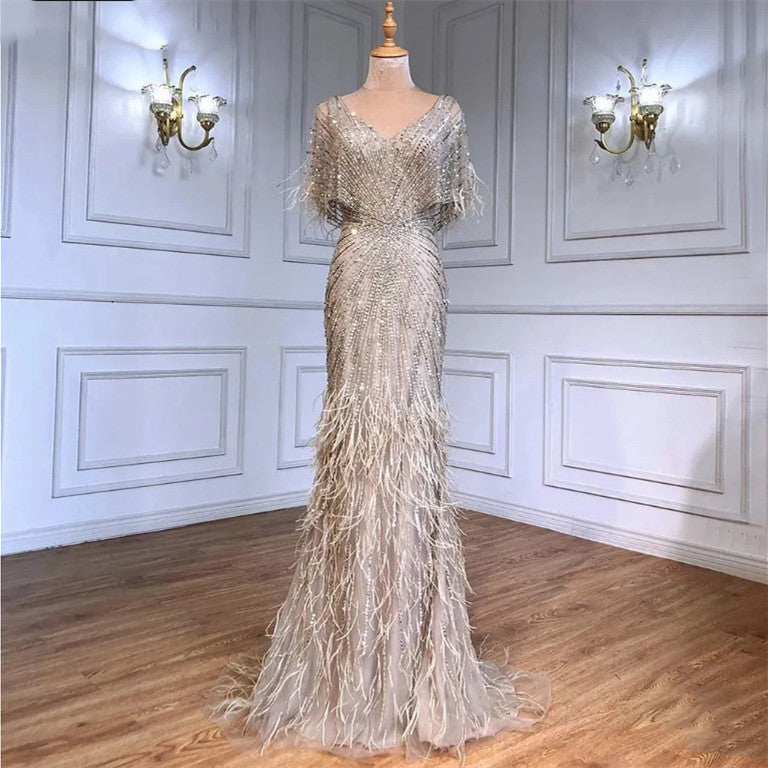 Women's Fashion One Sleeve Evening Dress
