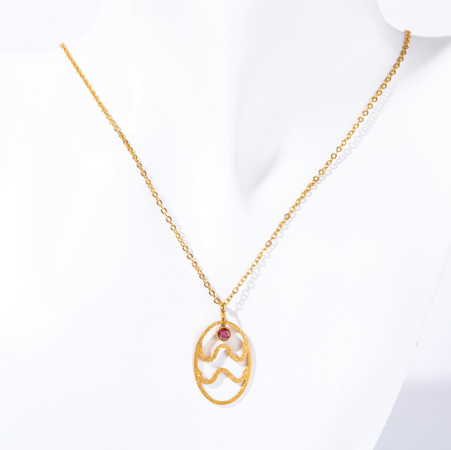 Stainless Steel Zodiac Rune Pendant Necklace