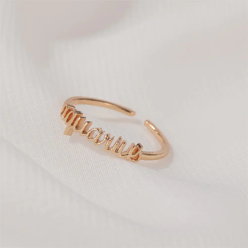 Minimalist Zodiac Sign Adjustable Ring for Women