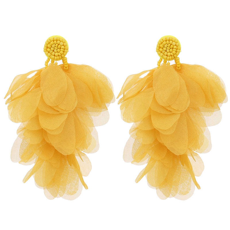 Handmade Fabric Flower Earrings - Fashionable Design