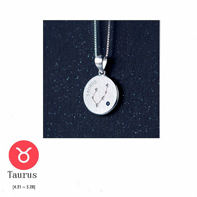 S925 Silver Zodiac Pendant Necklace with Diamonds