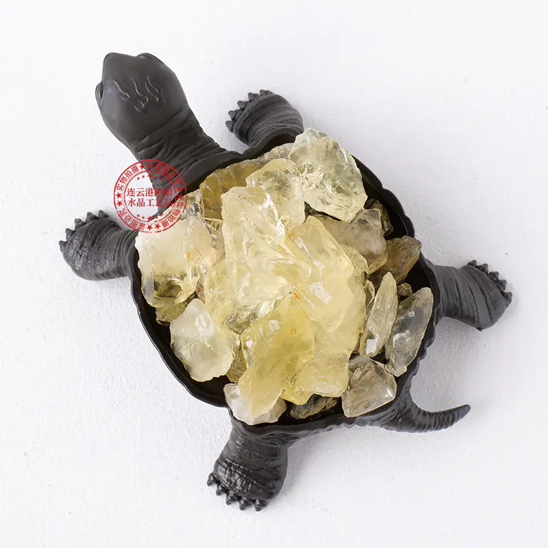 Natural Crystal Turtle Figurine with Amethyst & Citrine