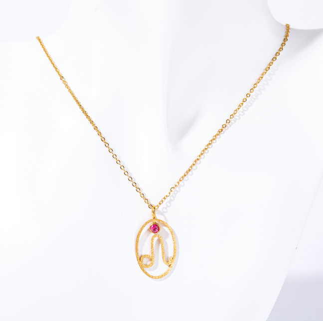 Stainless Steel Zodiac Rune Pendant Necklace
