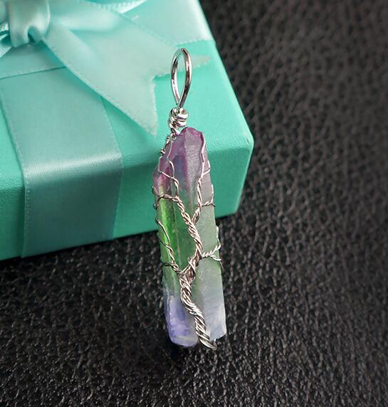 Natural Crystal Tree of Life Pendant Necklace