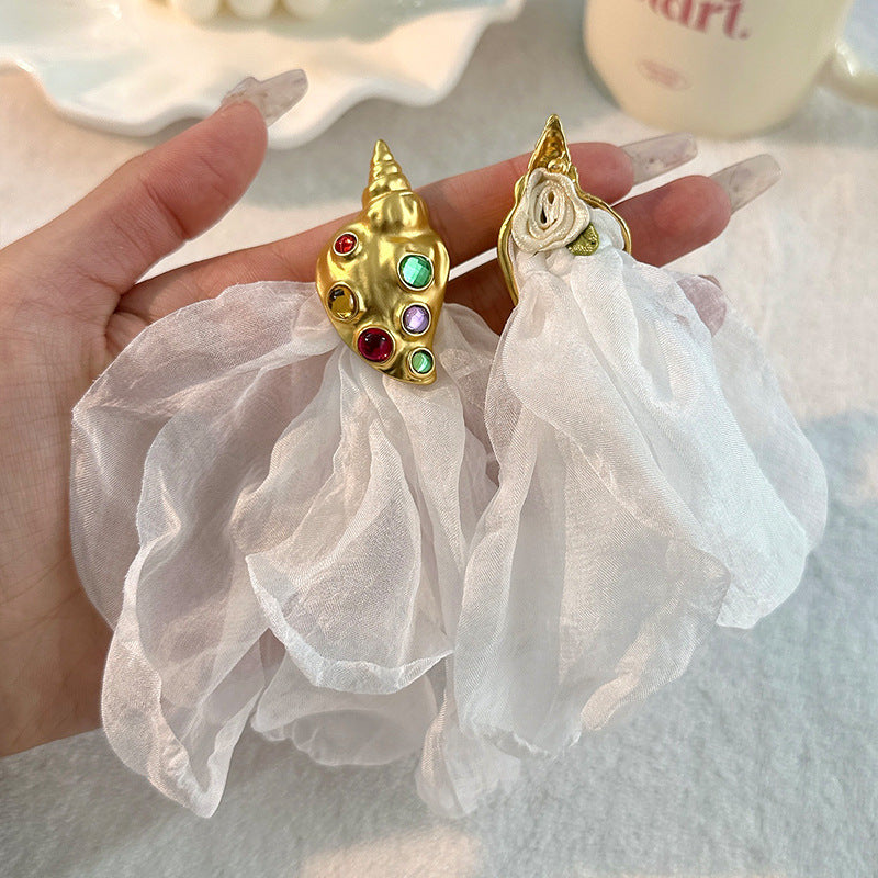 Handmade Fabric Flower Earrings - Fashionable Design