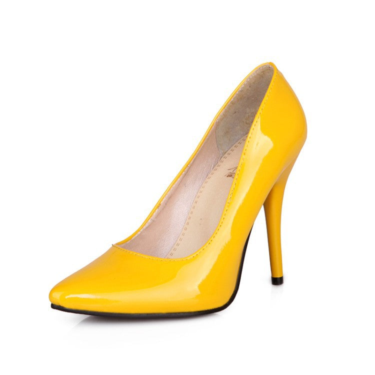 Women's Spring/Summer Patent Leather Pointed Heels