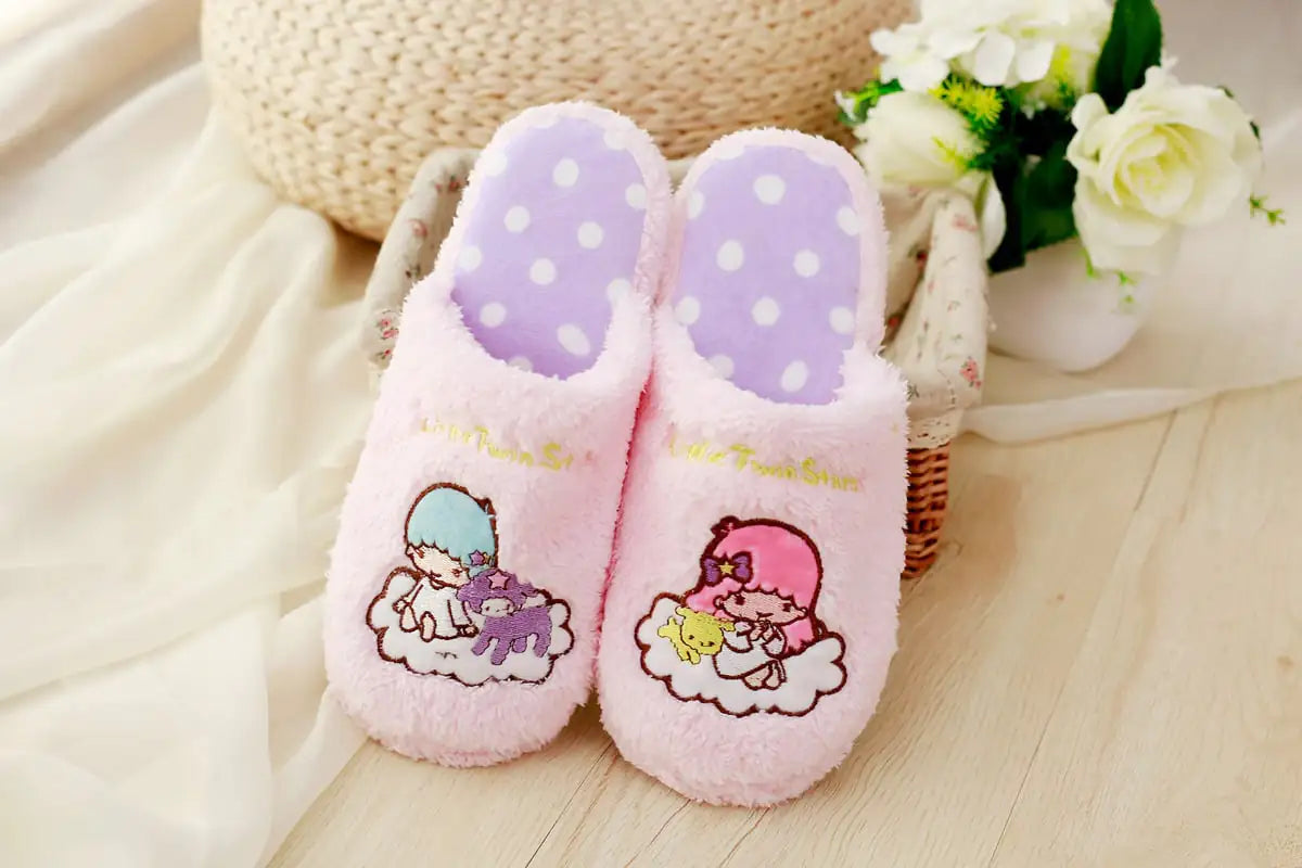 Cute Gemini Thick-Soled Cotton Slippers for Women