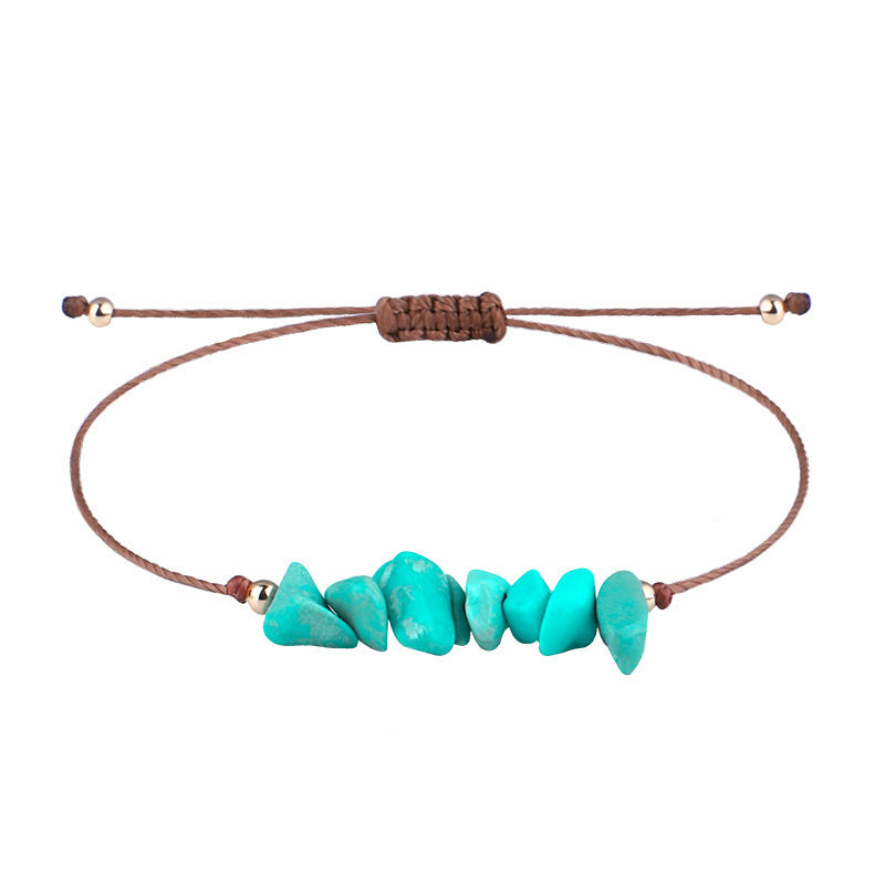 Irregular Raw Stone Bracelet with Woven Wax Line