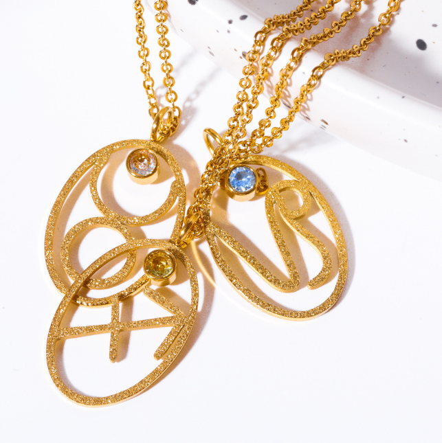 Stainless Steel Zodiac Rune Pendant Necklace