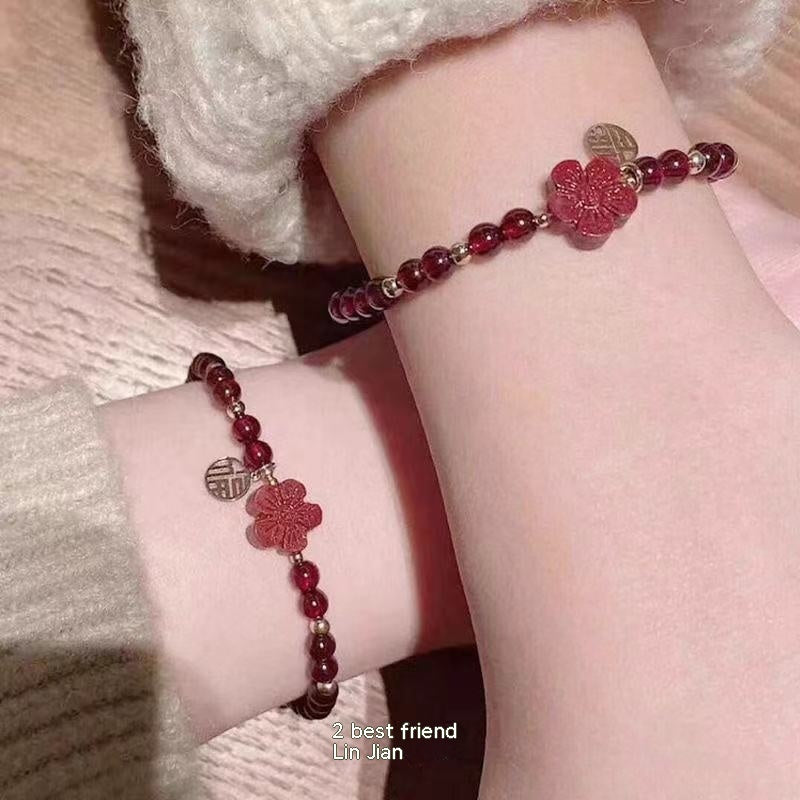 Raw Ore Garnet Blessing Card Sand Bracelet