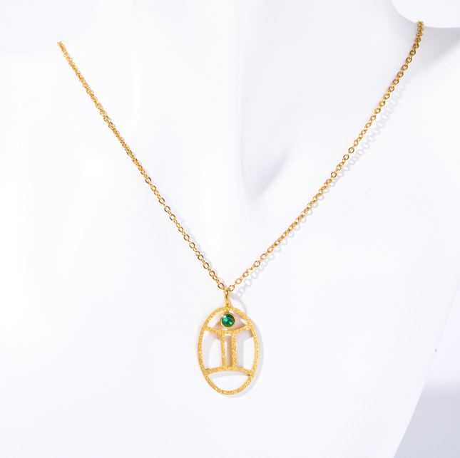 Stainless Steel Zodiac Rune Pendant Necklace