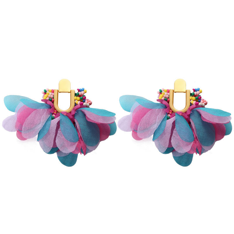 Handmade Fabric Flower Earrings - Fashionable Design