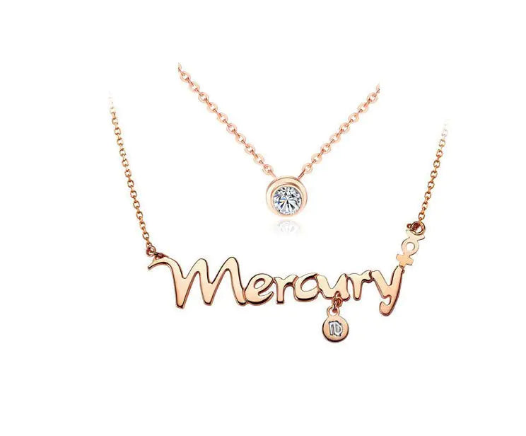 Rose Gold Zodiac Letter Necklace for Women