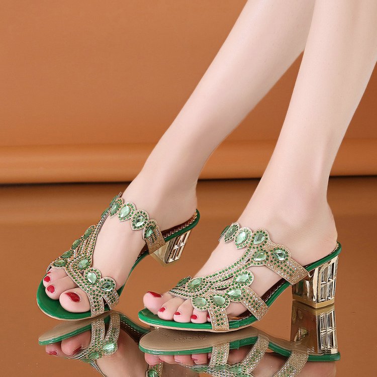 2022 Summer New Rhinestone Women’s Heels Sandals