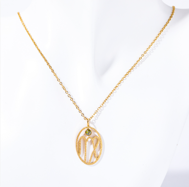 Stainless Steel Zodiac Rune Pendant Necklace