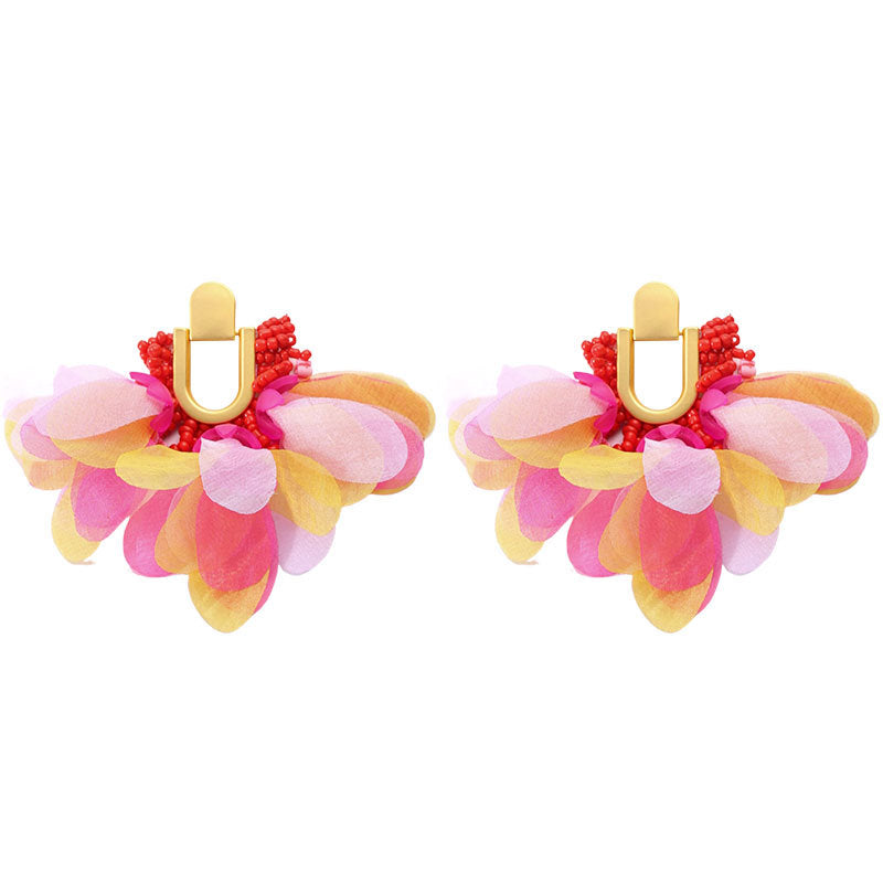 Handmade Fabric Flower Earrings - Fashionable Design