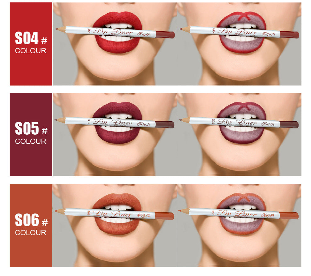 12 Colors Matte Lip Liner - Individual Pencil