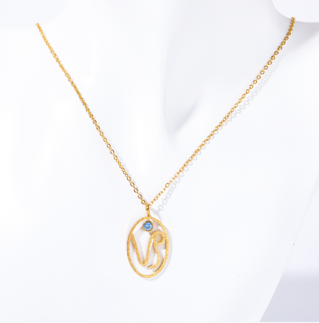 Stainless Steel Zodiac Rune Pendant Necklace