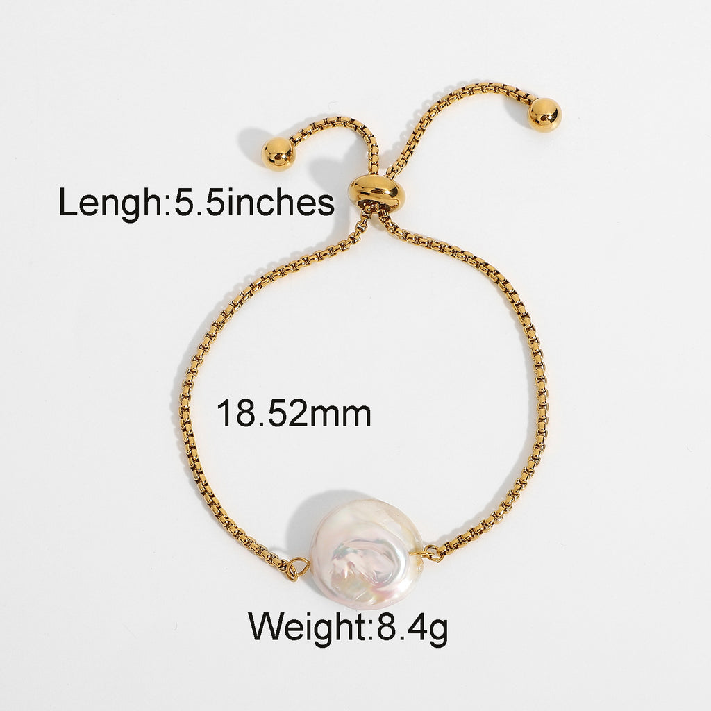 Adjustable Waterproof Freshwater Baroque Pearl Bracelet