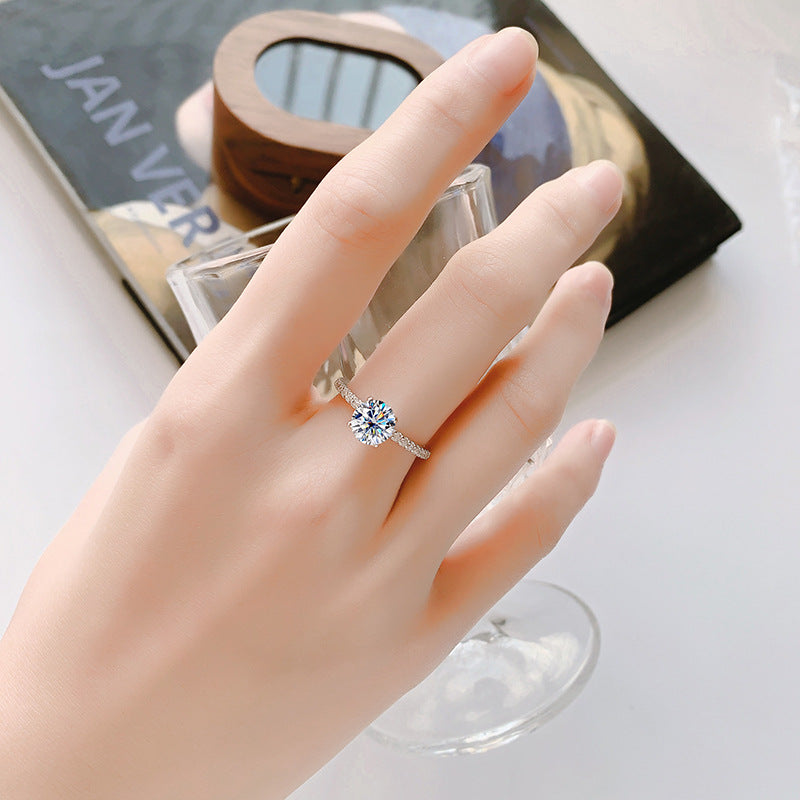 18K White Gold VVS1 D Moissanite Engagement Wedding Ring 0.5–3CT for Women