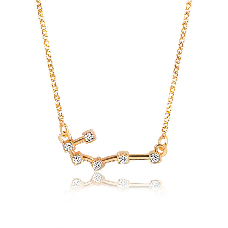 Zodiac Sign Necklace with Zircon Pendant