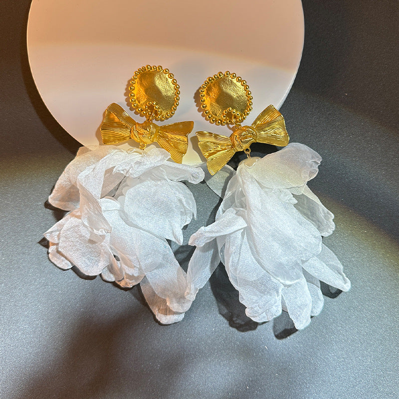Handmade Fabric Flower Earrings - Fashionable Design