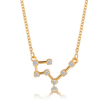 Zodiac Sign Necklace with Zircon Pendant
