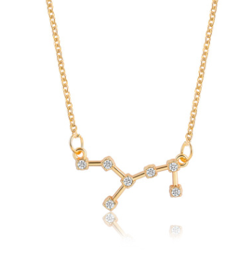 Zodiac Sign Necklace with Zircon Pendant