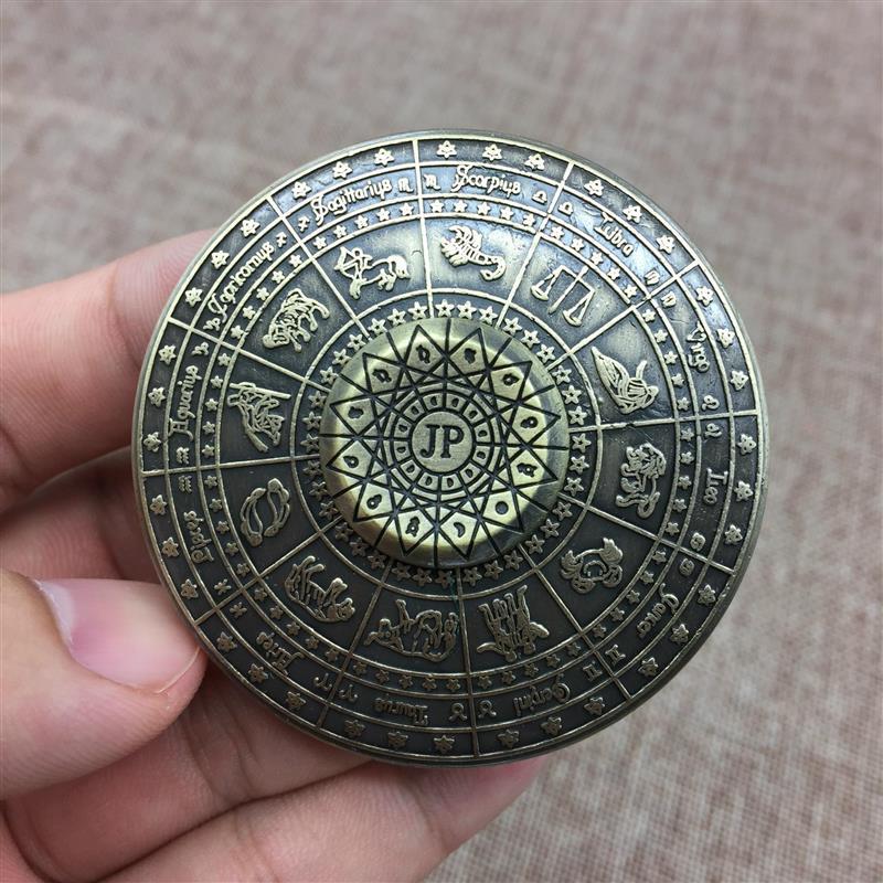 Metal Finger Spinner Toy with Zodiac Compass Design