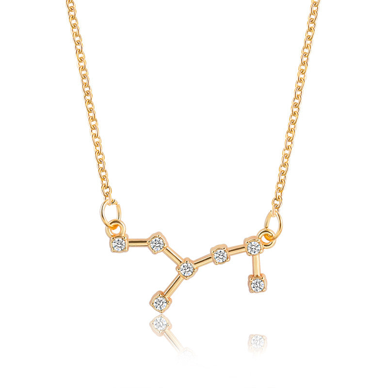 Zodiac Sign Necklace with Zircon Pendant