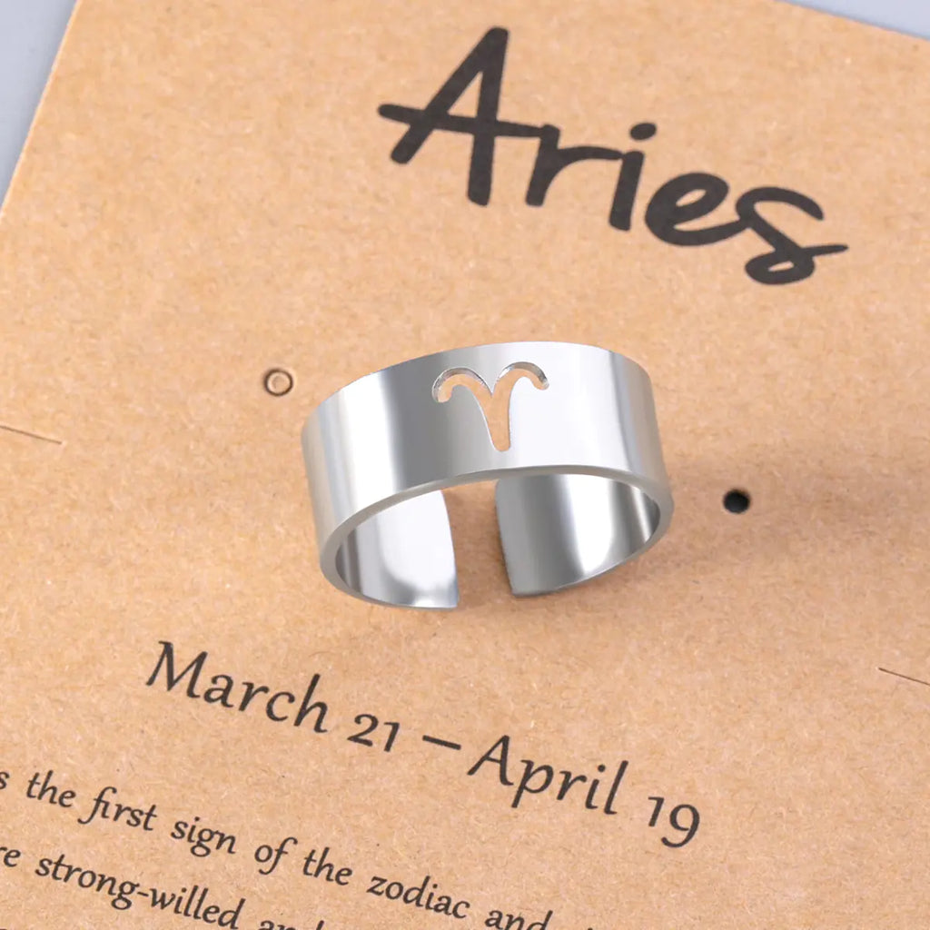 Virgo Zodiac Stainless Steel Ring with Card Packaging