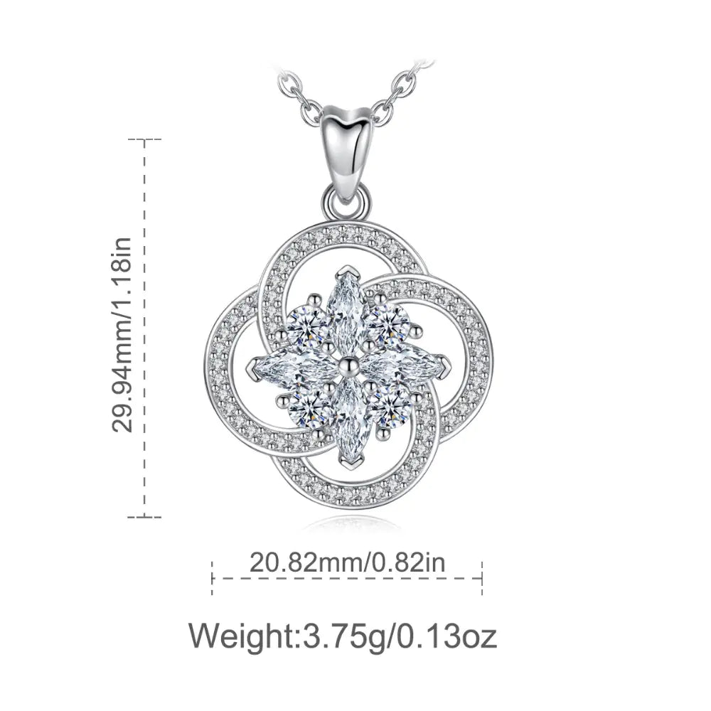 Silver Necklace with Diamond Pendant - Gemini Design