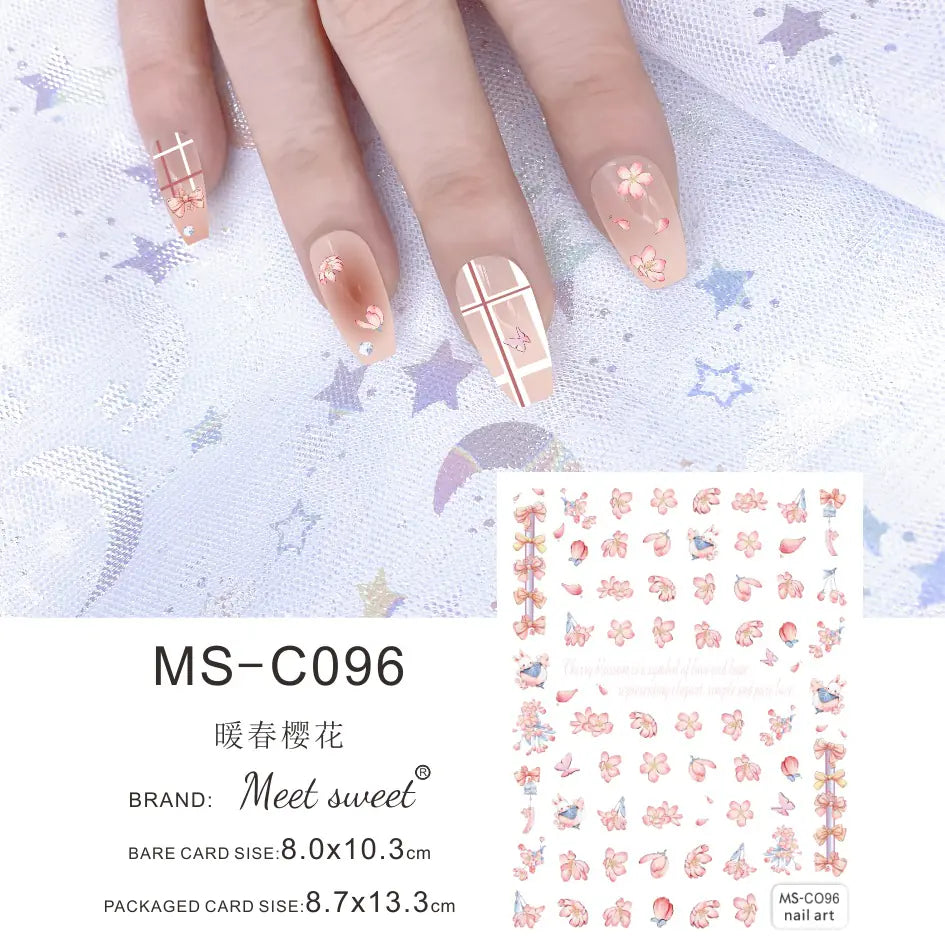 Nail Art Stickers - Camellia, Lily, and Poppy Designs